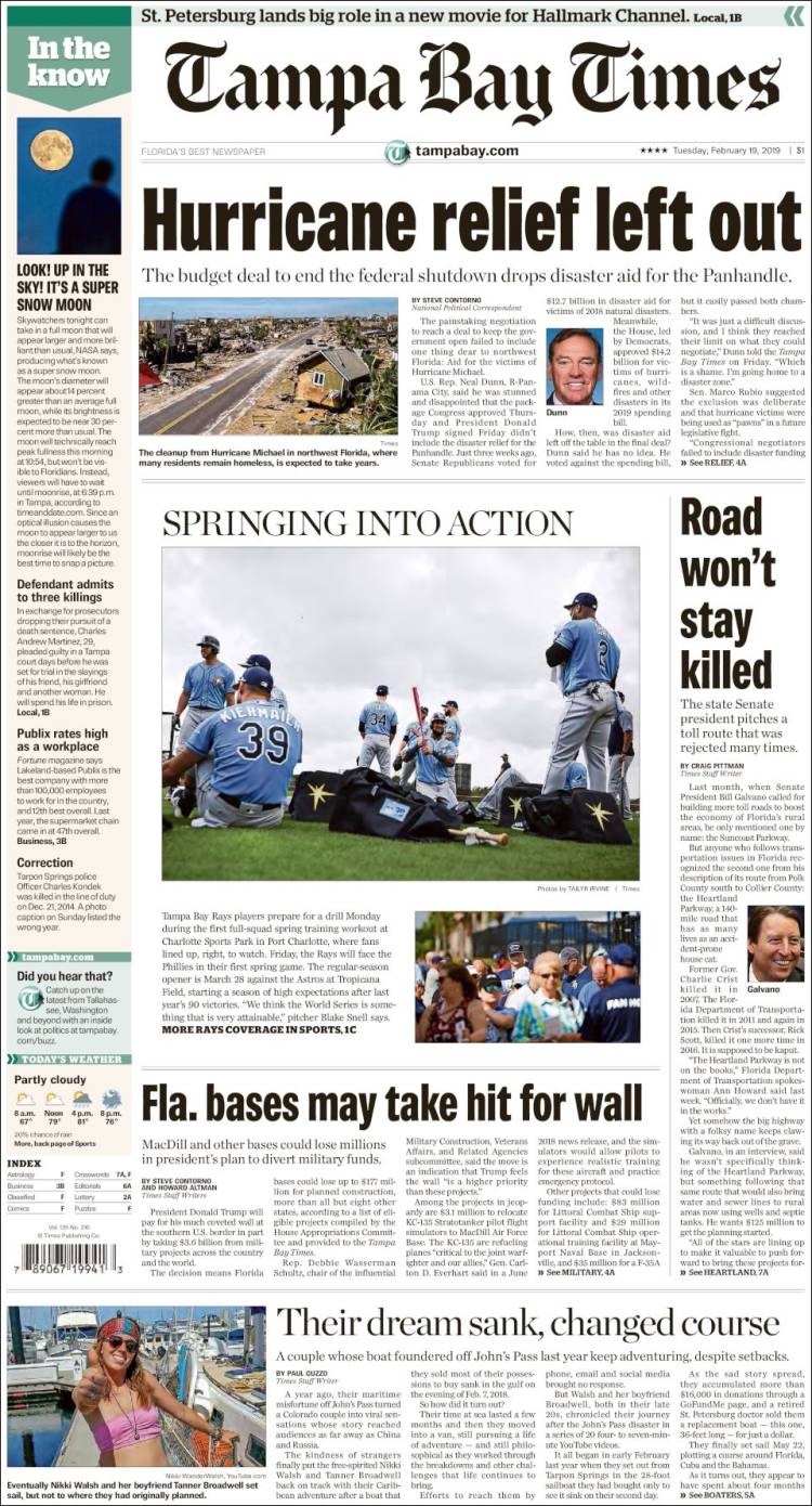 Portada de Tampa Bay Times (USA)