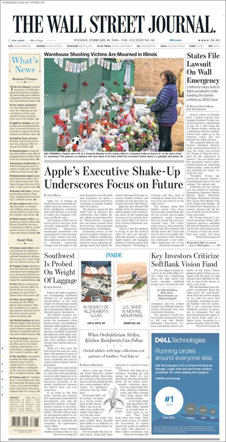 Portada de Wall Street Journal (USA)