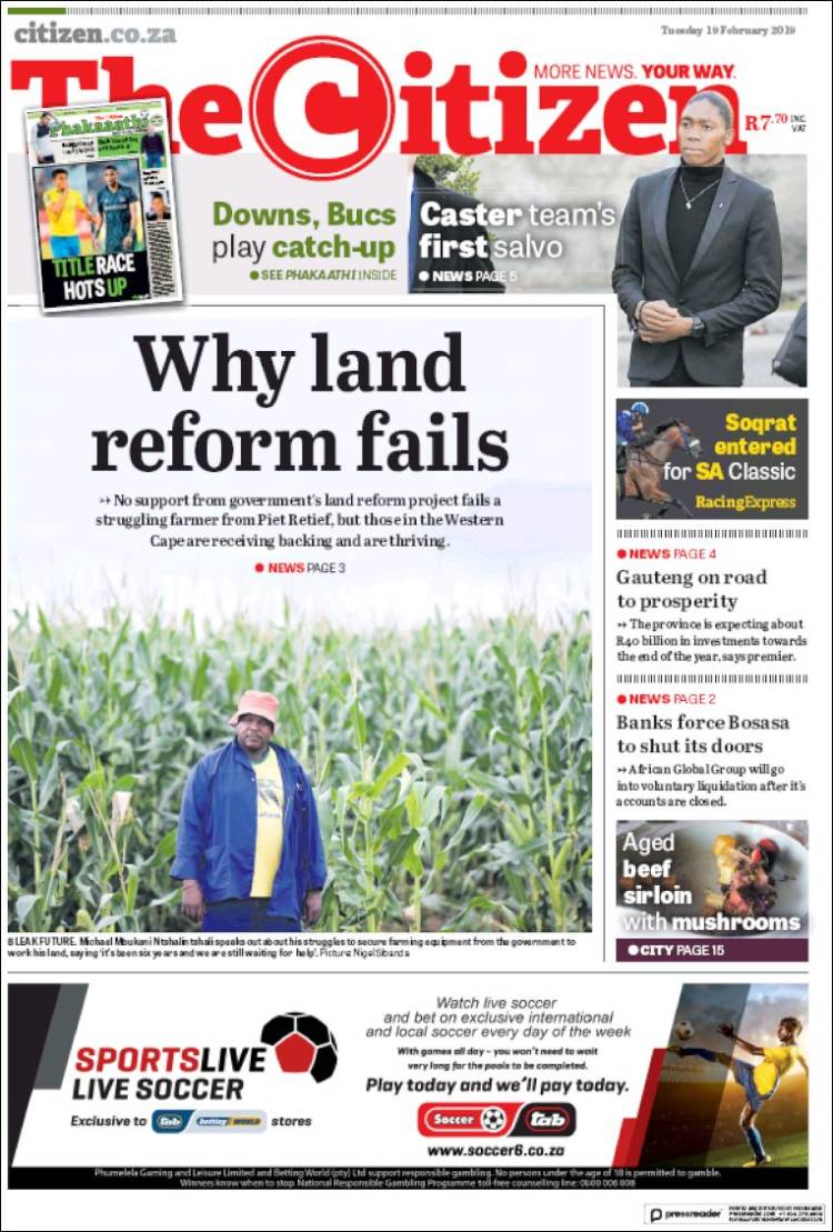 Portada de The Citizen (Sud&aacute;frica)