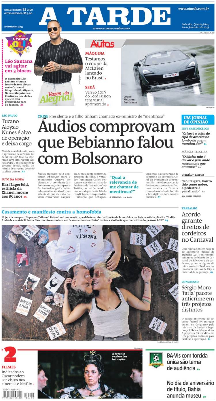 Portada de Diário A Tarde (Brasil)