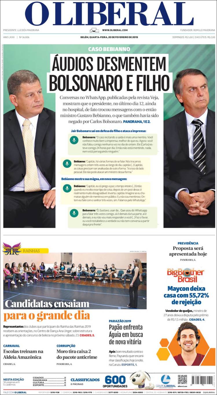 Portada de O Liberal (Brasil)
