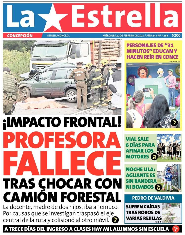 Portada de La Estrella de Concepción (Chile)