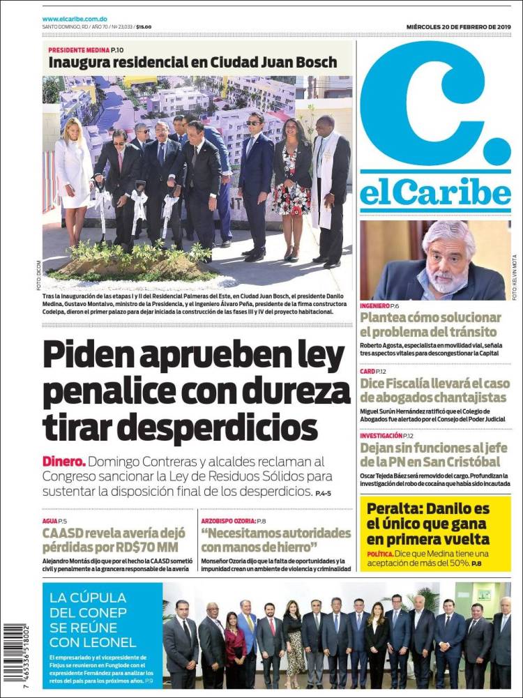 Portada de El Caribe (R. Dominicana)