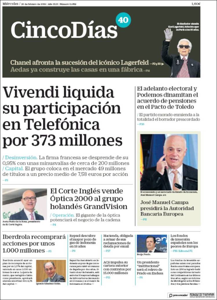 Portada de Cinco Días (Espa&ntilde;a)