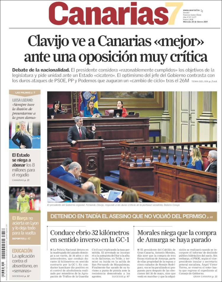 Portada de Canarias 7 (España)