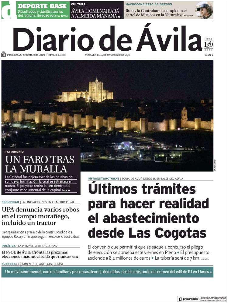 Portada de Diario de Ávila (España)