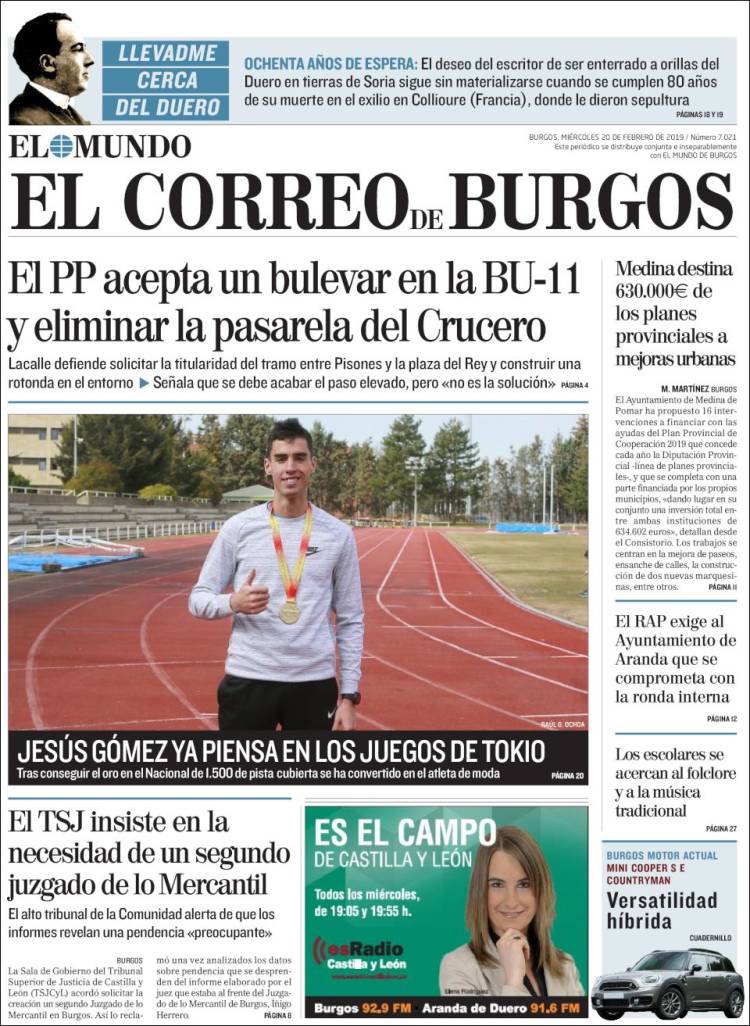 Portada de El Correo de Burgos (España)