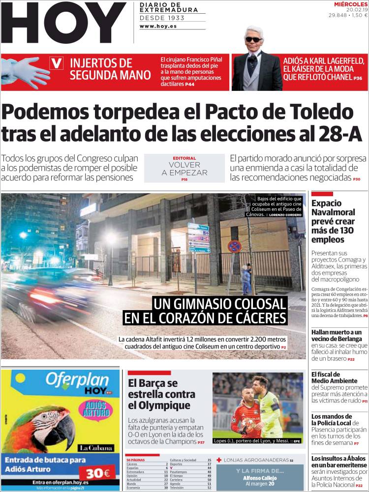 Portada de Hoy - Caceres (España)