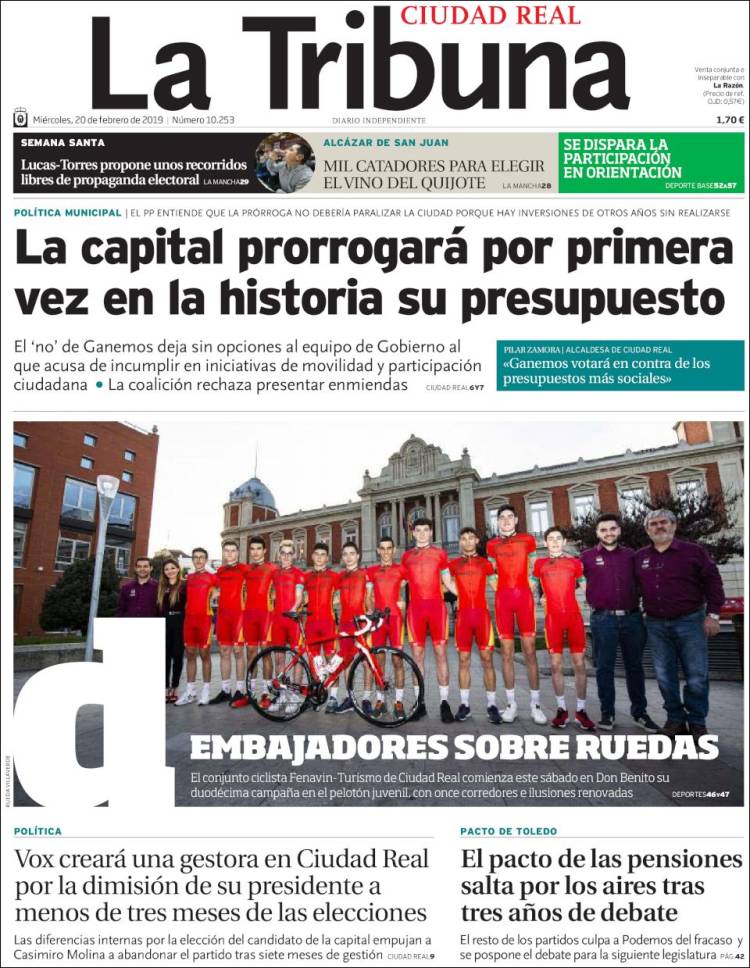 Portada de La Tribuna de Ciudad Real (España)