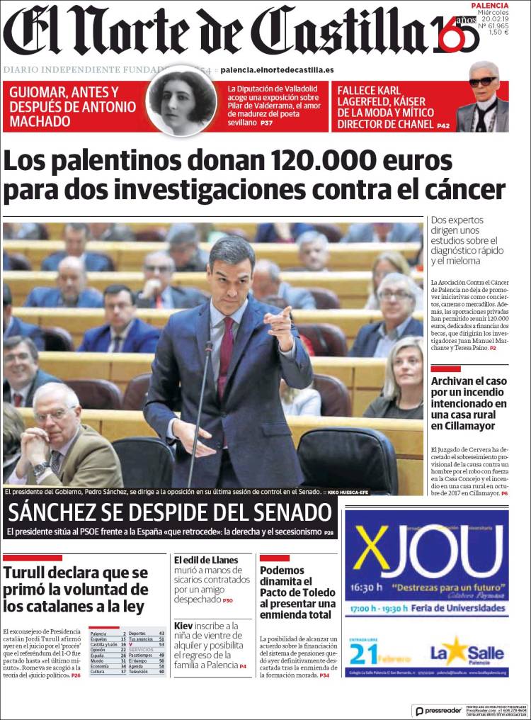 Portada de Norte de Castilla - Palencia (España)