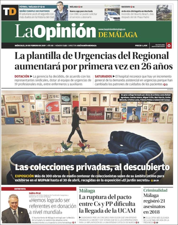 Portada de La Opinión de Málaga (España)