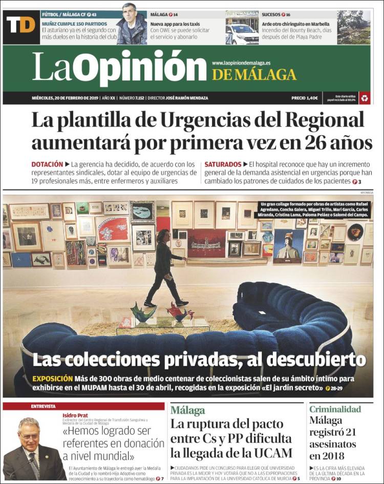 Portada de La Opinión de Málaga (España)