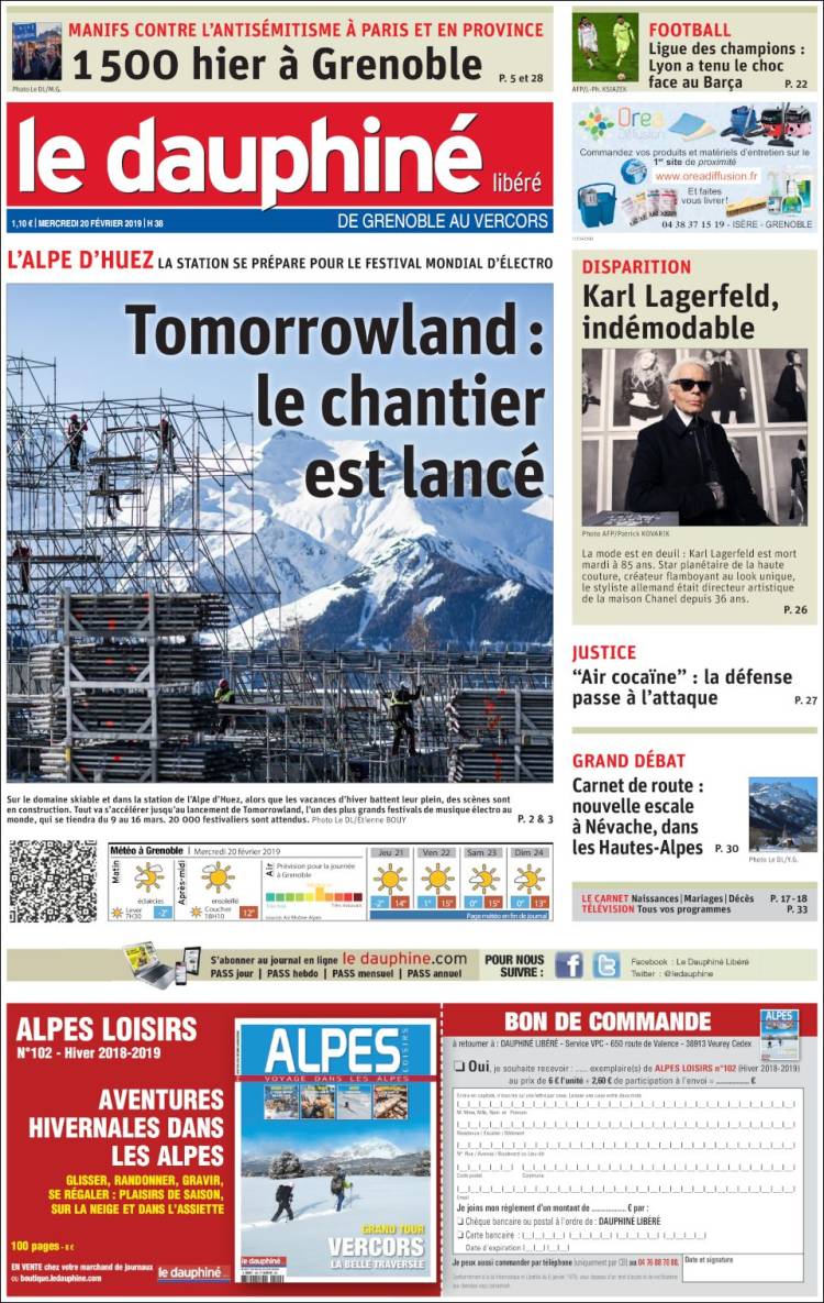 Portada de Le Dauphiné Libéré (Francia)