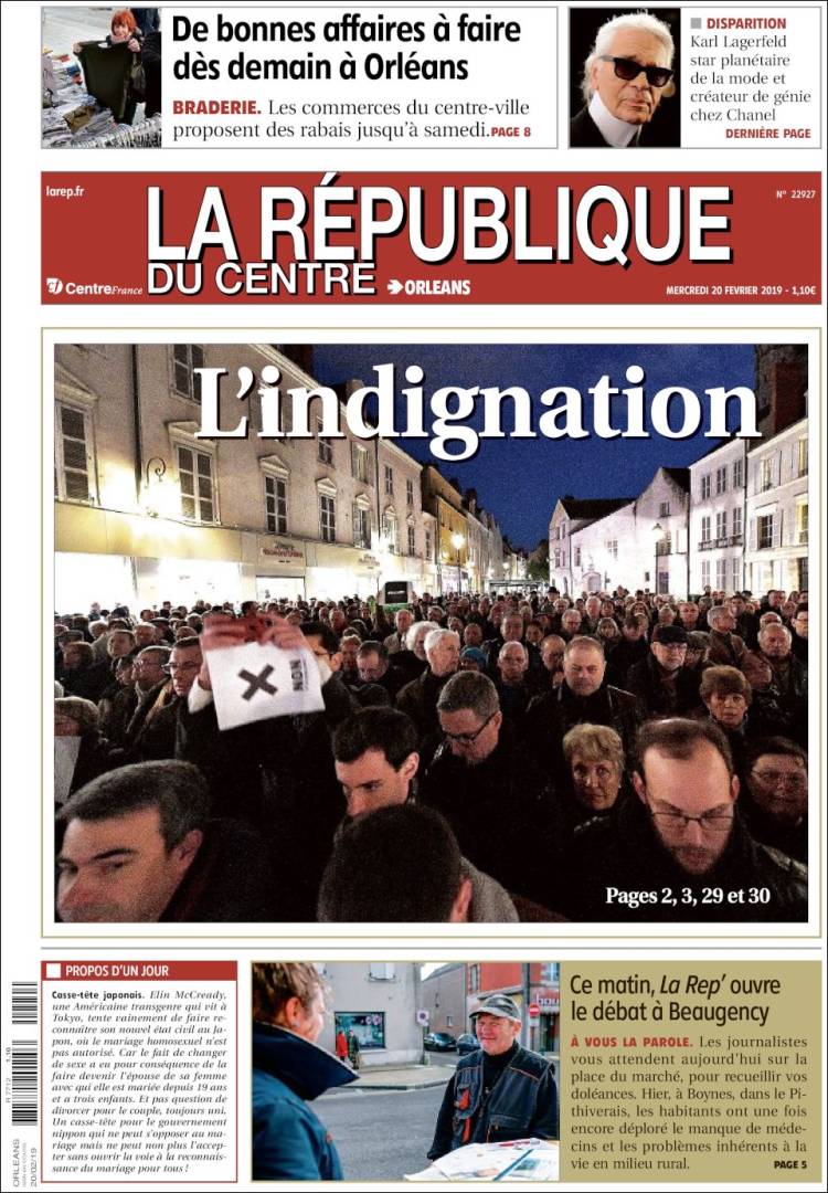 Portada de La République du Centre (Francia)