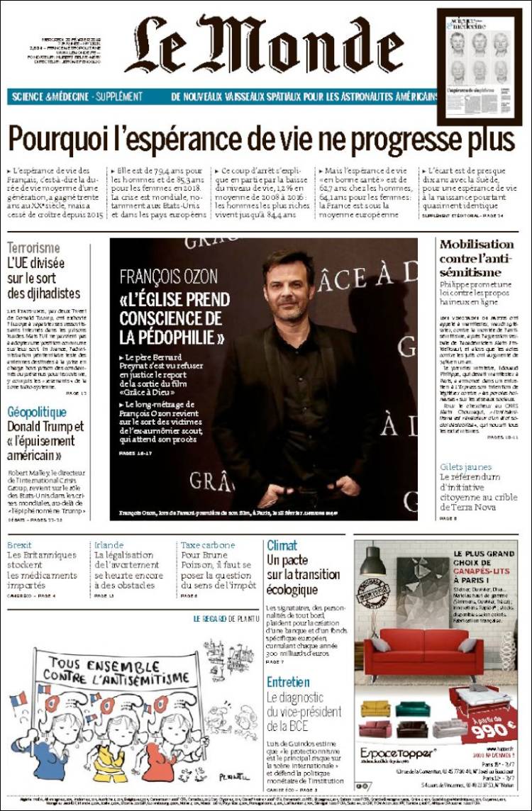 Portada de Le Monde (Francia)