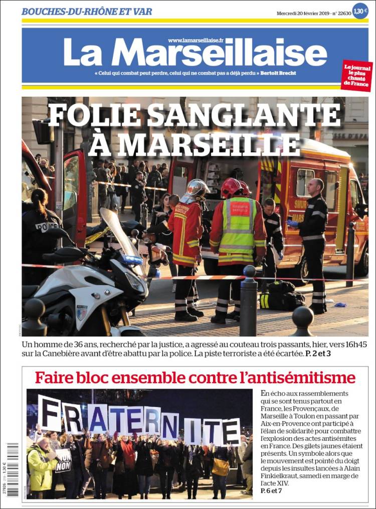 Portada de La Marseillaise (Francia)