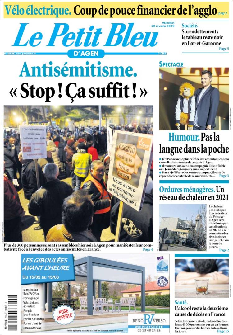 Portada de Le Petit Bleu (Francia)