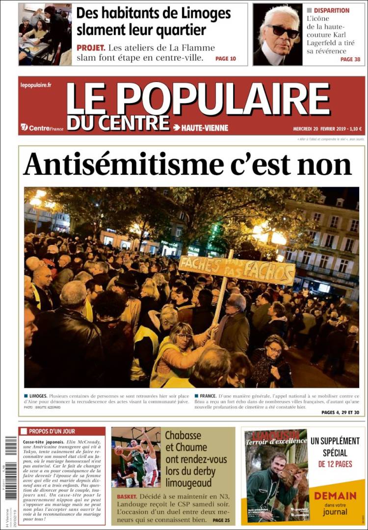 Portada de Le Populaire du Centre (Francia)
