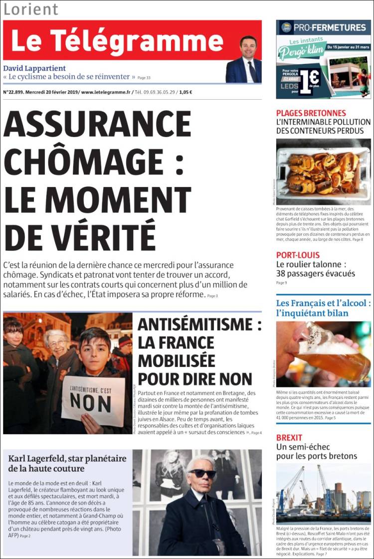 Portada de Télégramme (Francia)