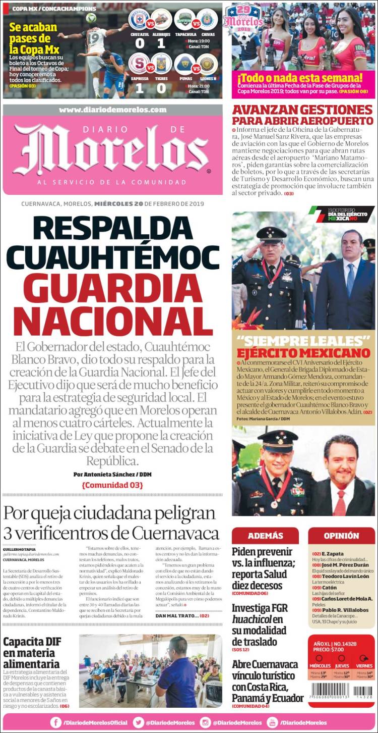 Portada de Diario de Morelos (México)