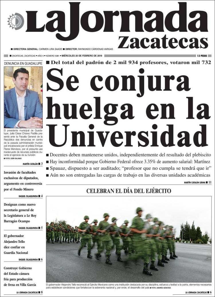 Portada de Jornada de Zacatecas (México)