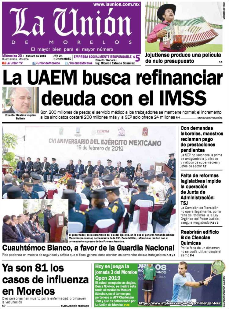 Portada de La Unión de Morelos (México)