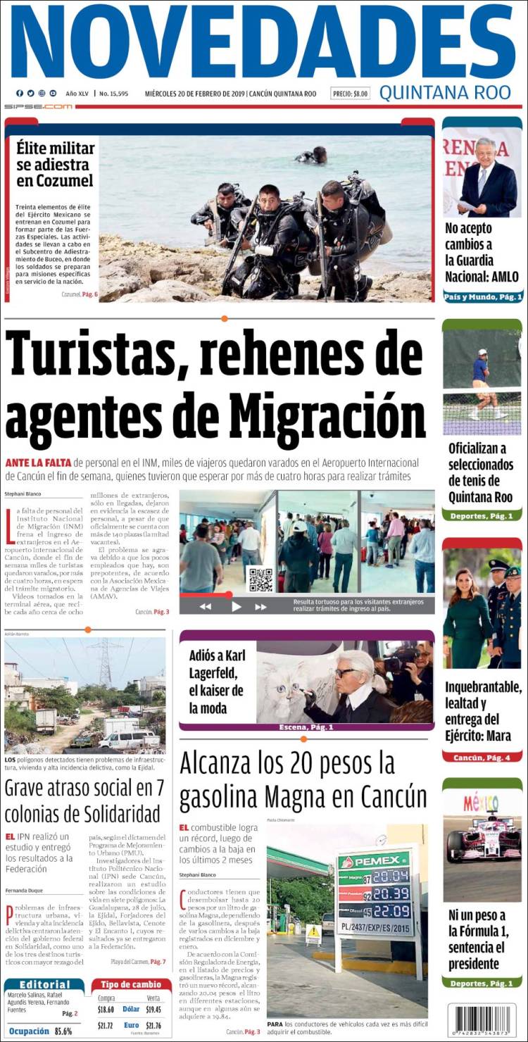 Portada de Novedades de Quintana Roo (México)