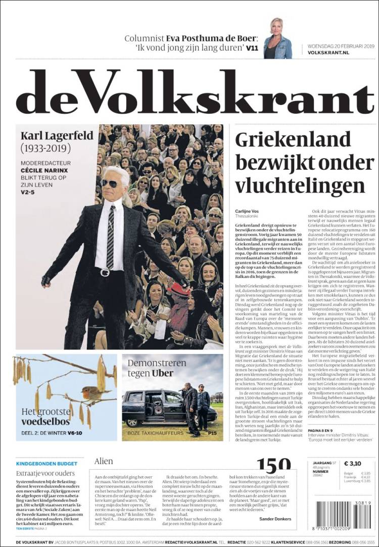 Portada de De Volkskrant (Pa&iacute;ses Bajos)