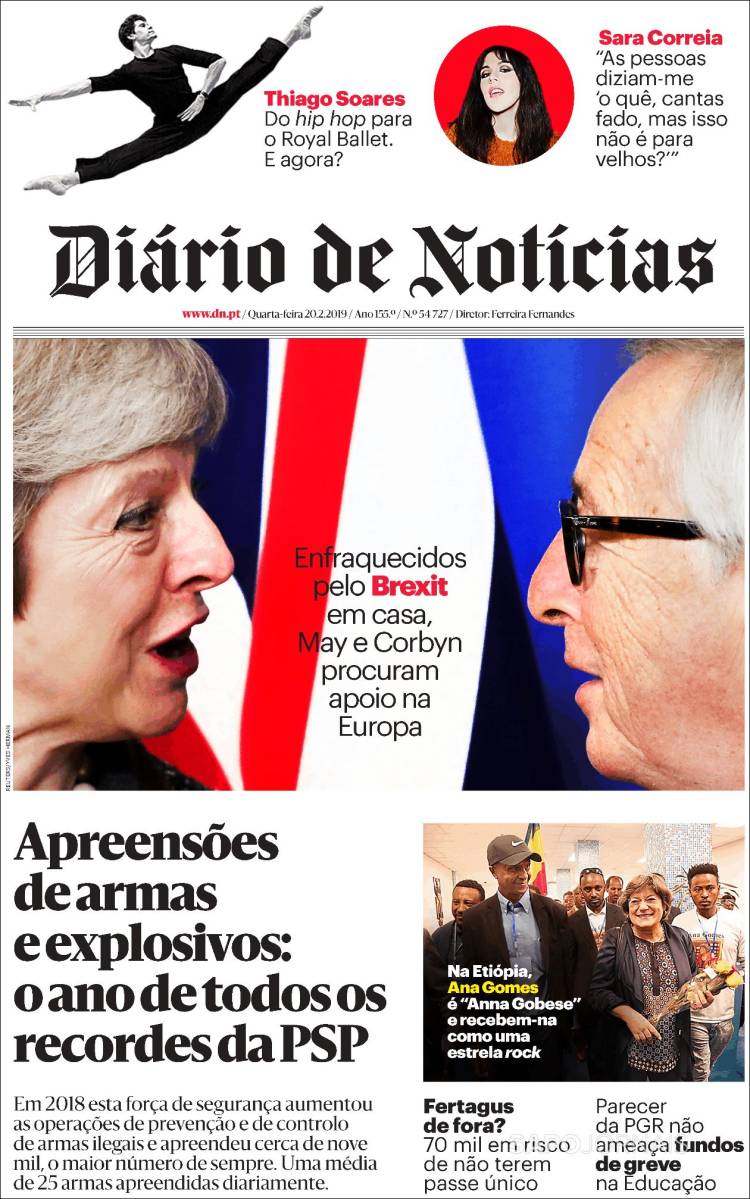 Portada de Diário de Noticias (Portugal)