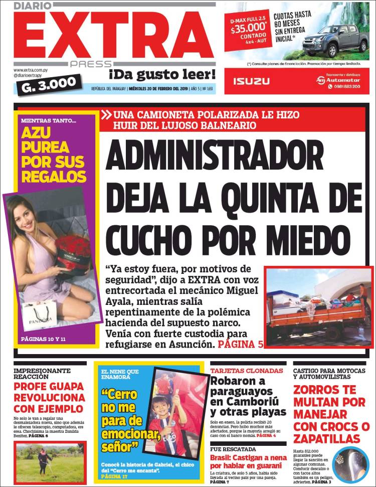 Portada de Diario Extra (Paraguay)