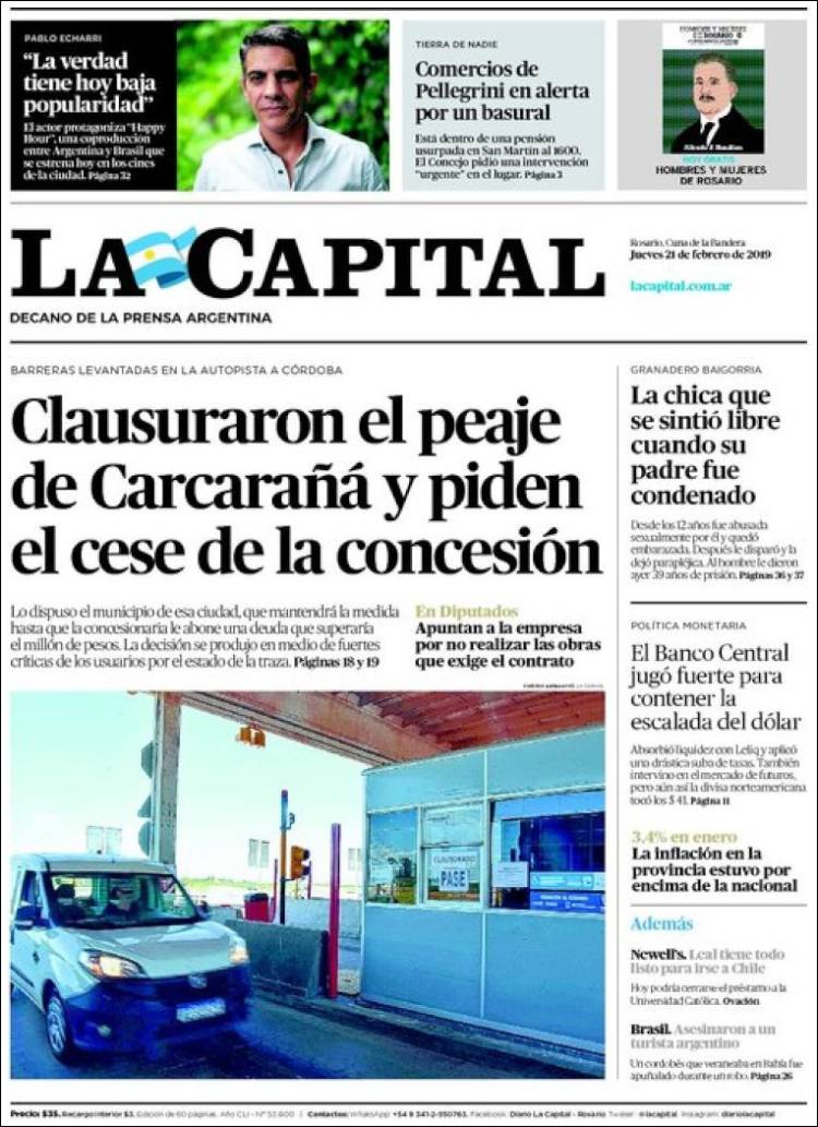 Portada de La Capital - Rosario (Argentina)