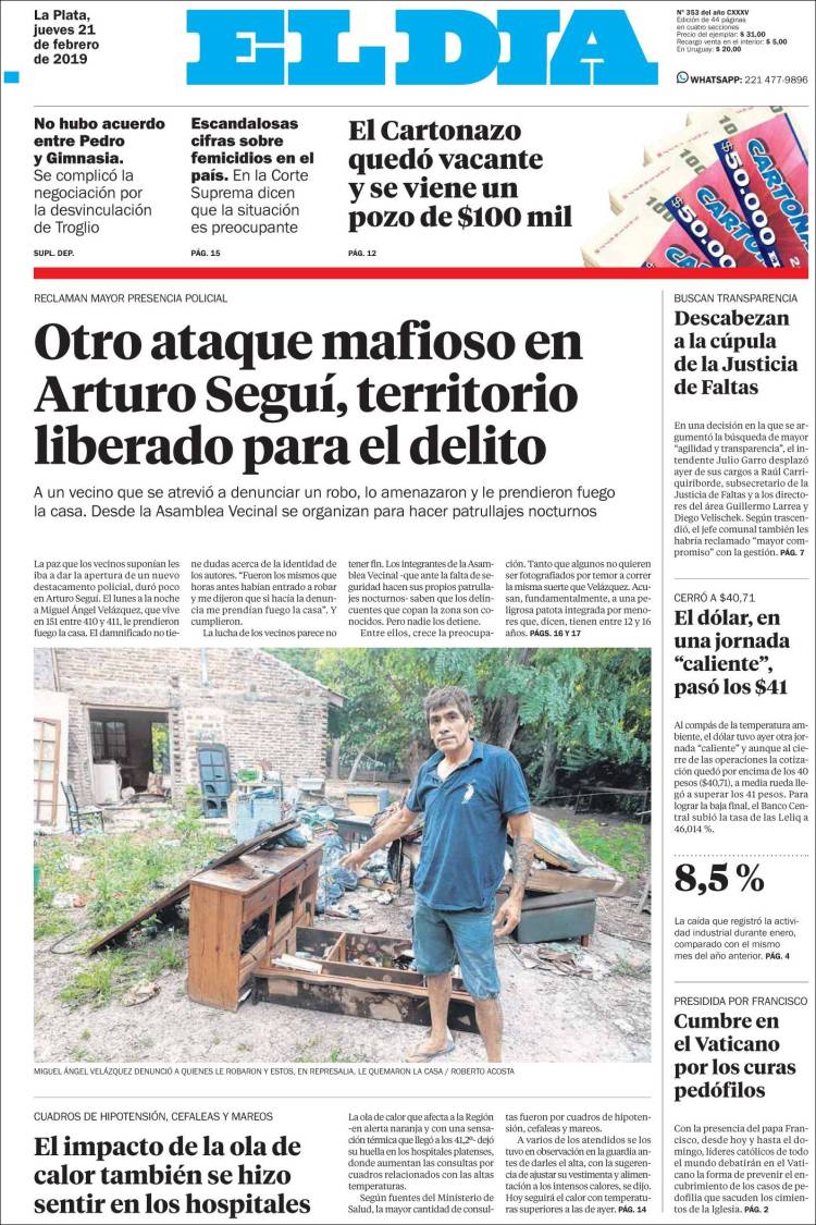 Portada de El Día de la Plata (Argentina)