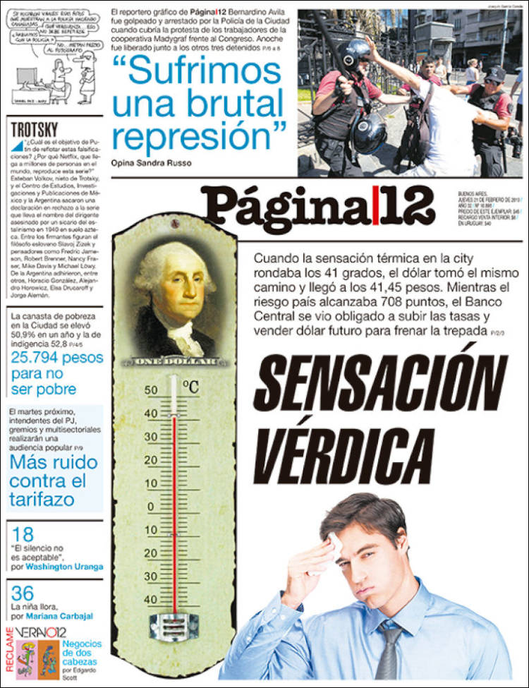 Portada de Página/12 (Argentina)