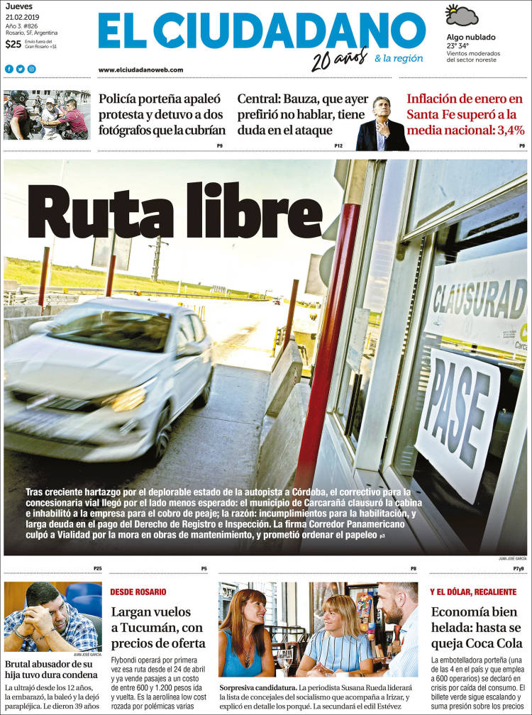 Portada de Diario El Ciudadano (Argentina)