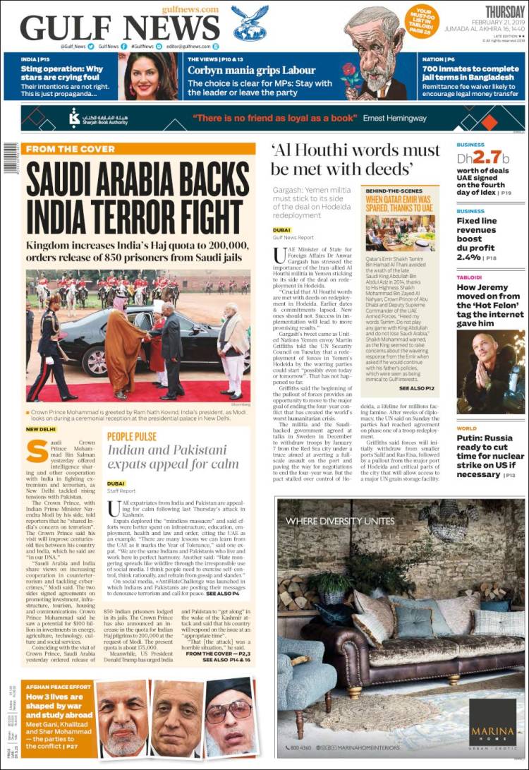 Portada de Gulf News (Asia-Pacific)