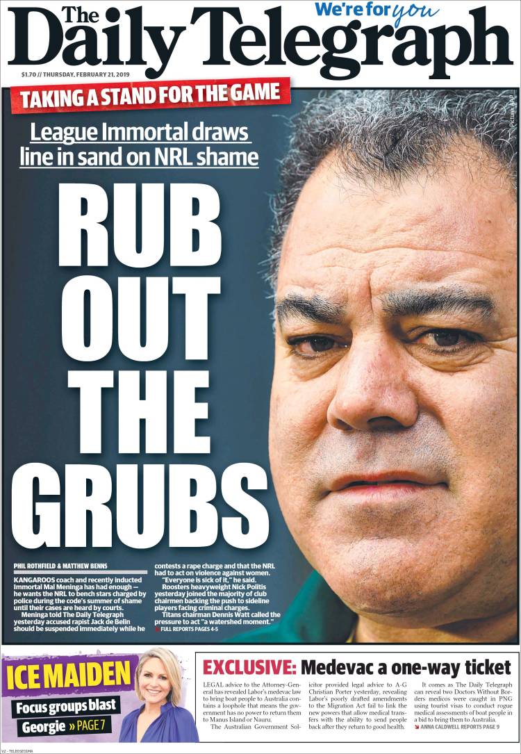 Portada de The Daily Telegraph (Australia)