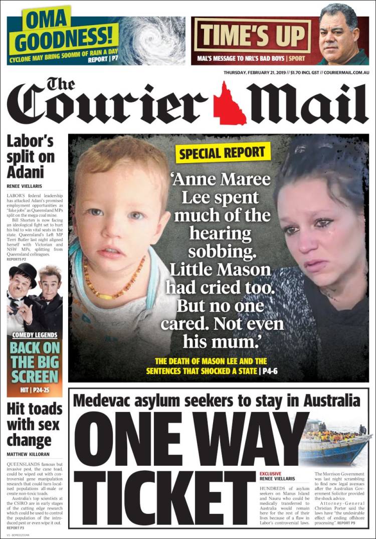 Portada de The Courier-Mail (Australia)