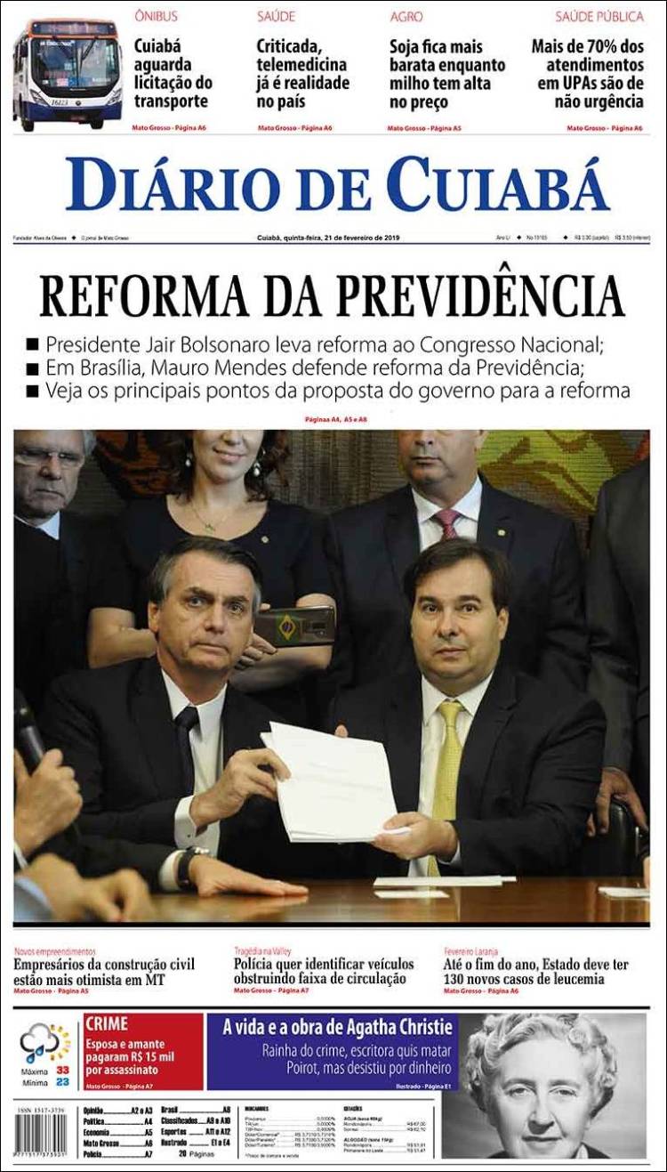 Portada de Diário de Cuiabá (Brasil)