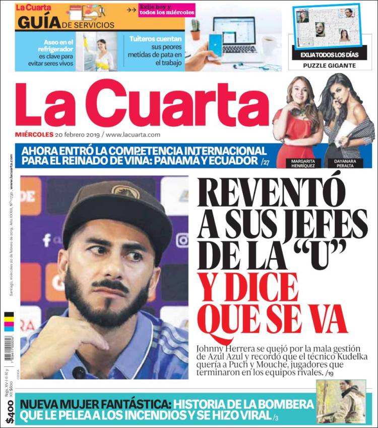 Portada de La Cuarta (Chile)