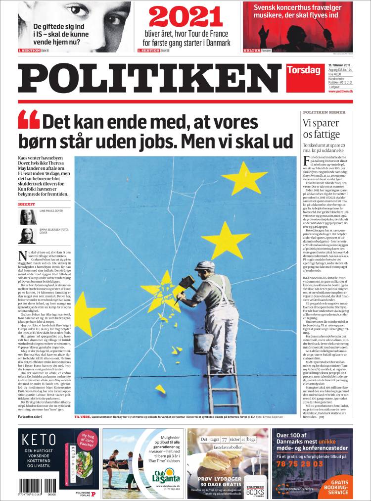 Portada de Politiken (Dinamarca)