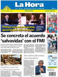 Portada de La Hora - Ecuador (Ecuador)