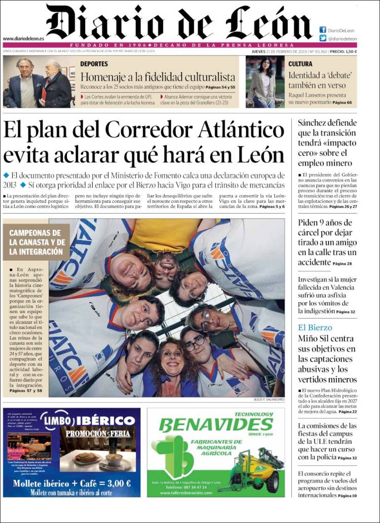 Portada de Diario de León (España)
