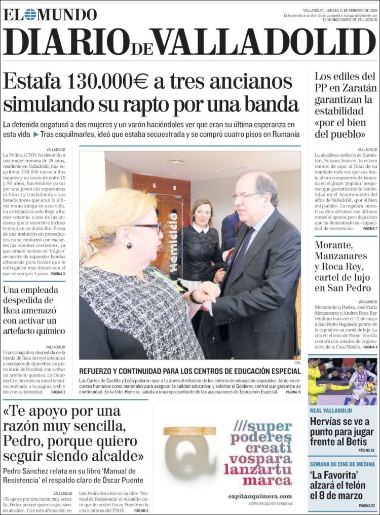 Portada de Diario de Valladolid (España)