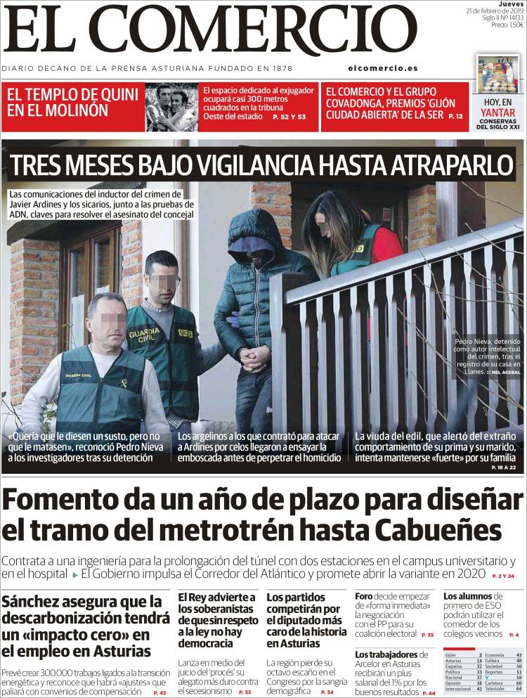 Portada de El Comercio (España)