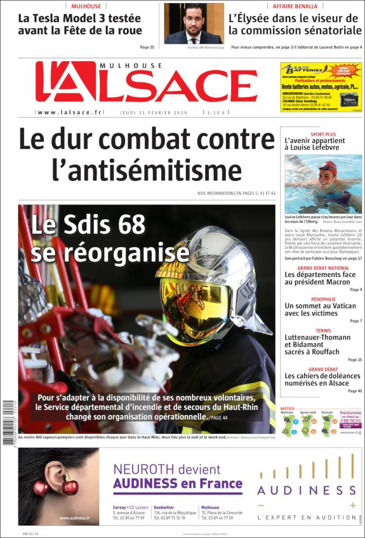 Portada de Journal L'Alsace (Francia)