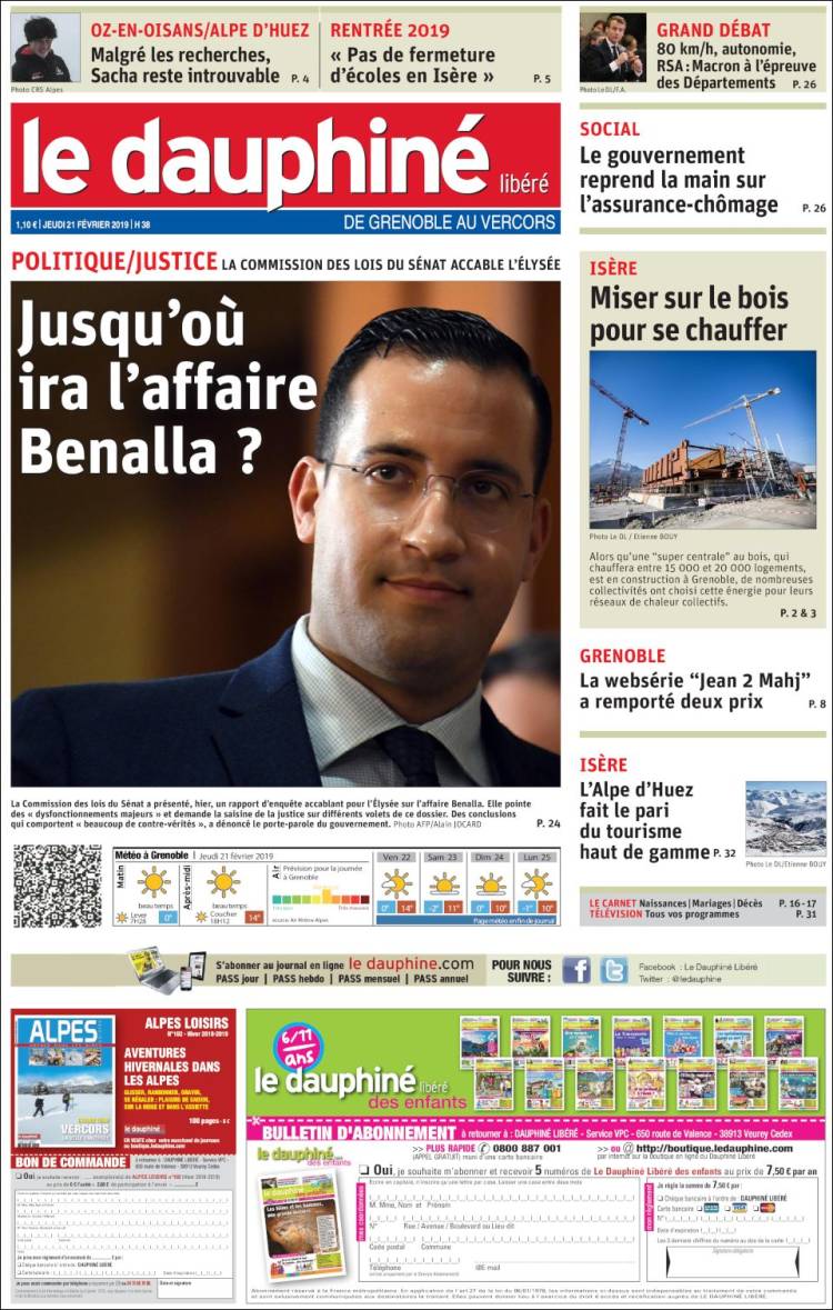 Portada de Le Dauphiné Libéré (Francia)