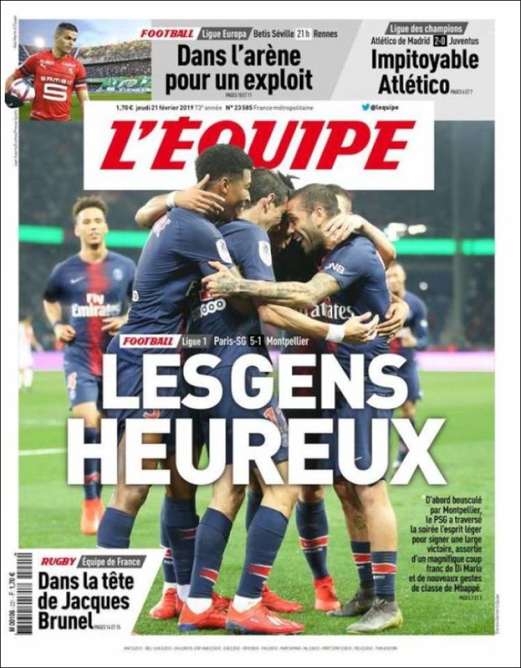 Portada de L'Equipe (Francia)
