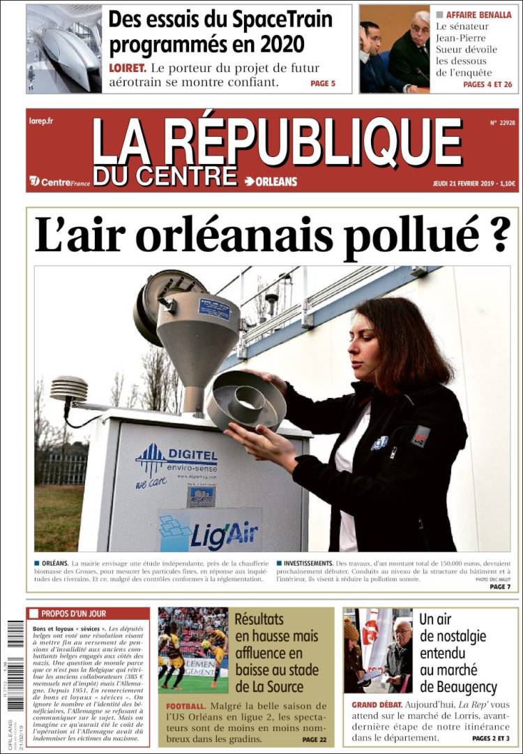 Portada de La République du Centre (Francia)