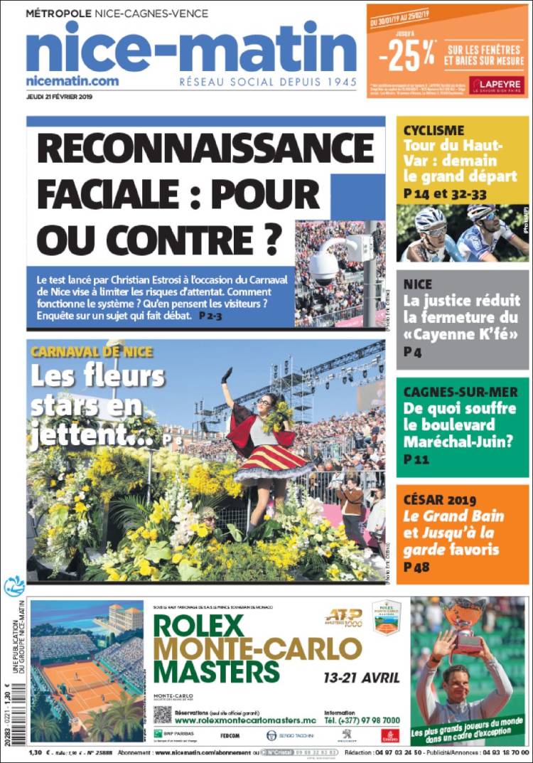 Portada de Nice-Matin (Francia)