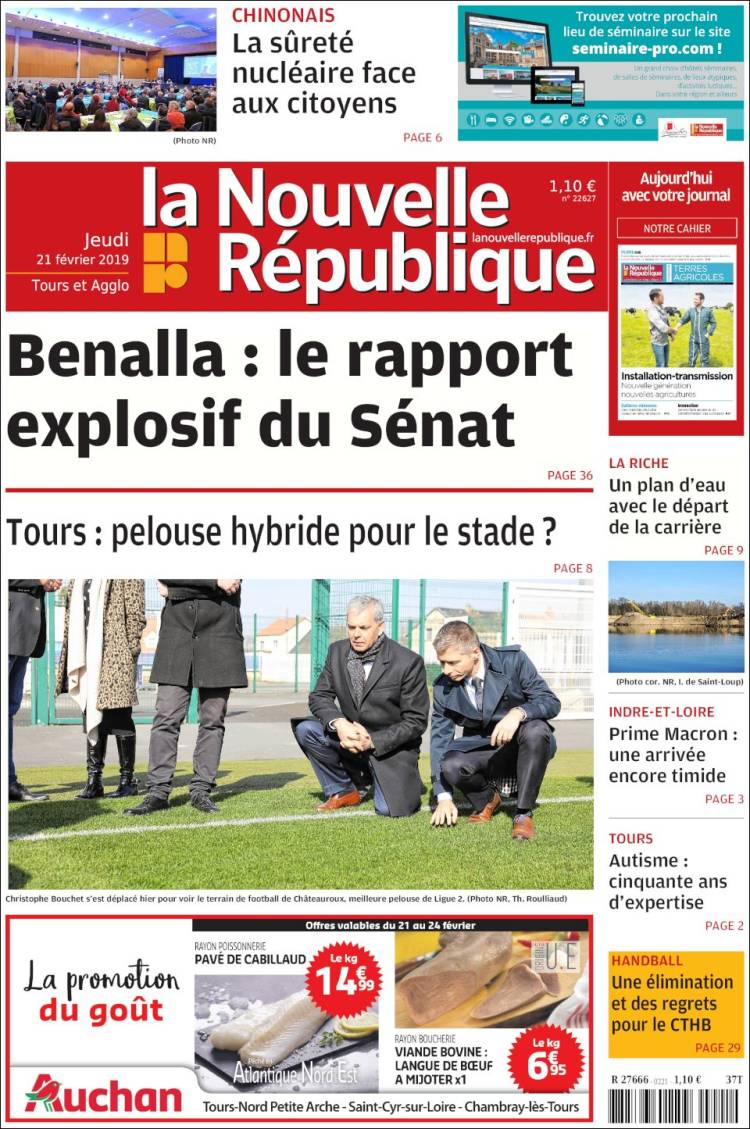 Portada de La Nouvelle Republique (Francia)